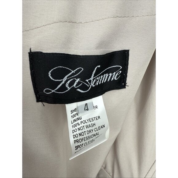 La Femme Womens Size 4 Silver 29227 Embroidered Illusion Neck Gown $469 New - Picture 13 of 16